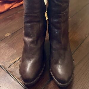 Frye Brown Knee-High wedged Leather Boots 9.5